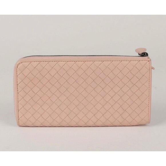 Pre-owned Bottega Veneta Nappa Intrecciato Zip Around Wallet Flamingo - Picture 1 of 11